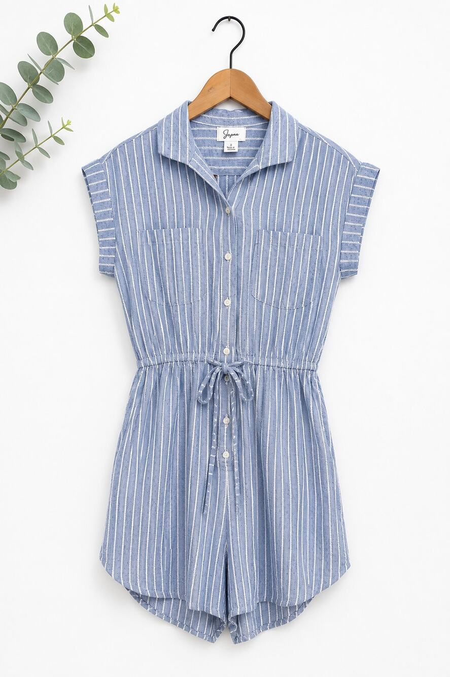 Womens Light Blue and White Nautical Striped Shirt Dress Size XS Coastal